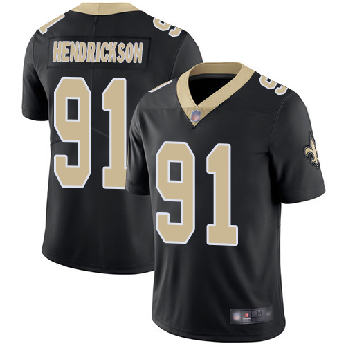 Men New Orleans Saints Limited Black Trey Hendrickson Home Jersey NFL Football #91 Vapor Untouchable Jersey->nfl t-shirts->Sports Accessory